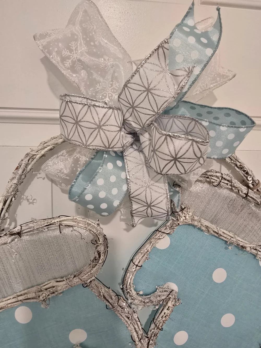 Polka Dot Blue Winter Mitten Door Hanger